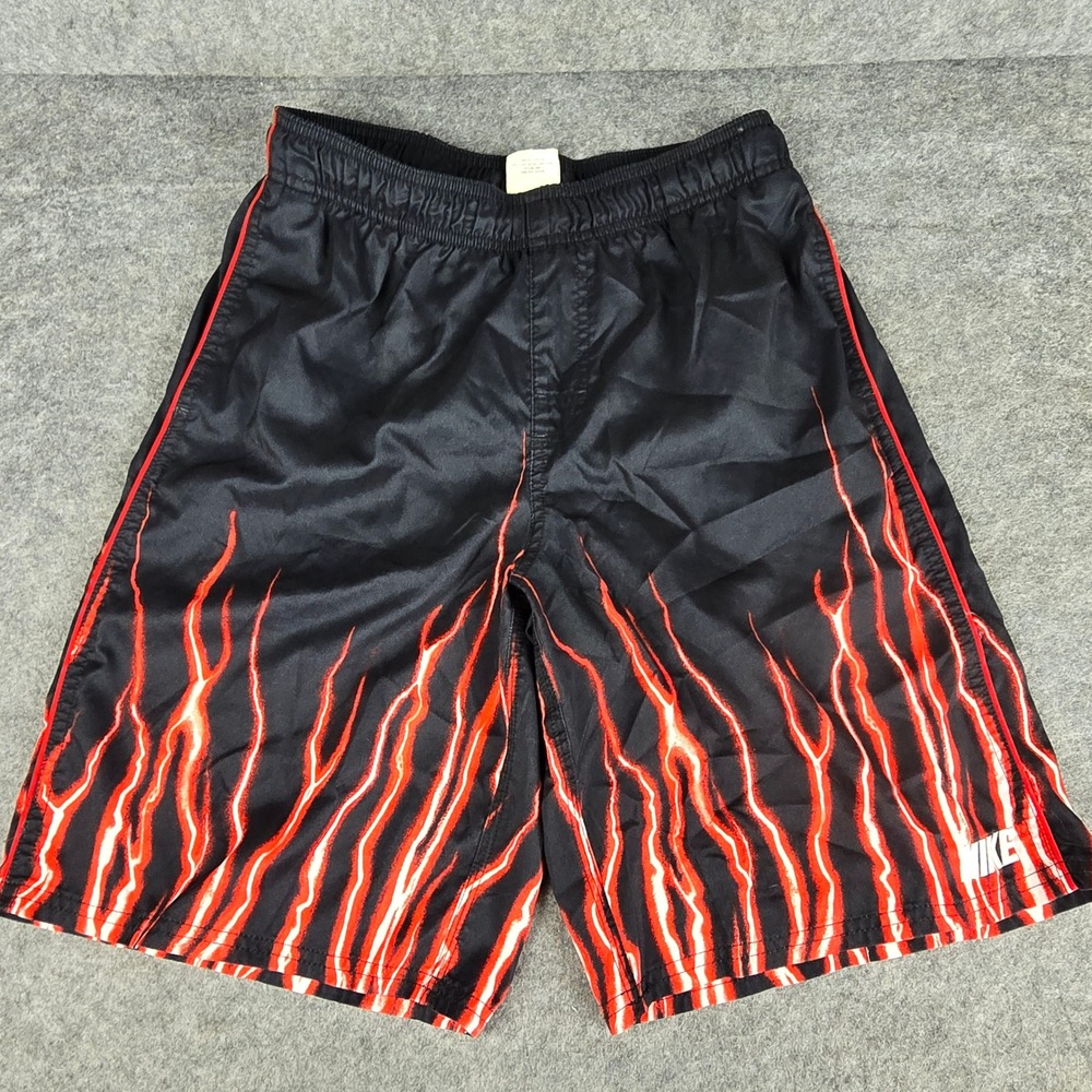Vintage Nike Fire Flame Lightning Shorts Black Red Y2K Travis Scott Size Large